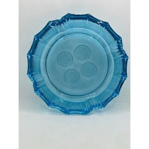 Vintage Fostoria AQUA BLUE 8" Large Glass Ashtray‎ / Coin Tray Dish Cigar Pipe
